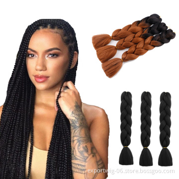 Jumbo Braiding Hair Extensions Straight African Braid Hair Attachment 24 Inch 100g Yaki Ombre Color Braids Synthetic Fiber Hair